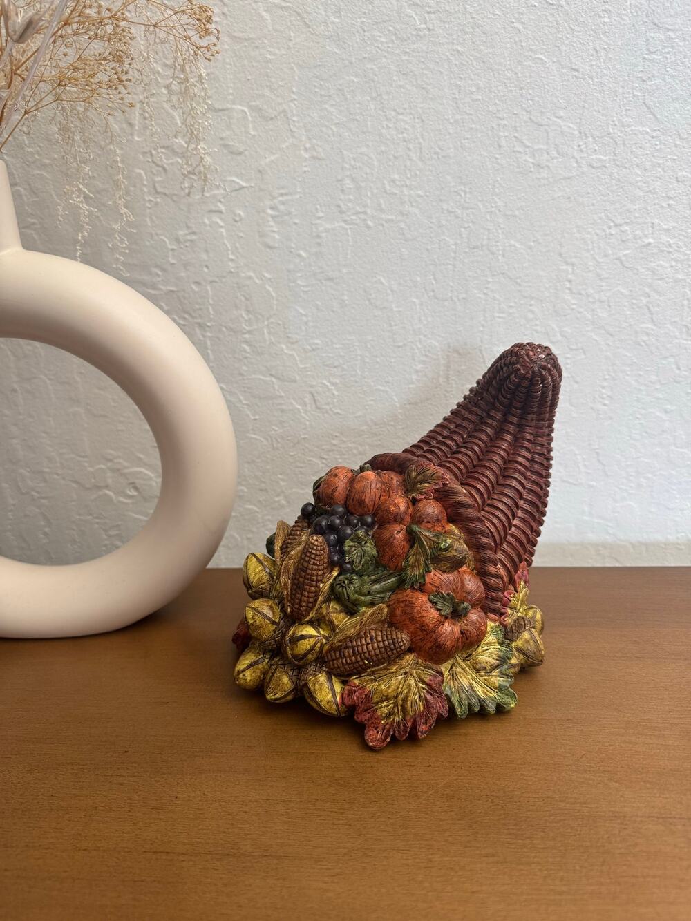 Vintage Fall Cornucopia Thanksgiving Centerpiece Harvest Autumn Table Decor